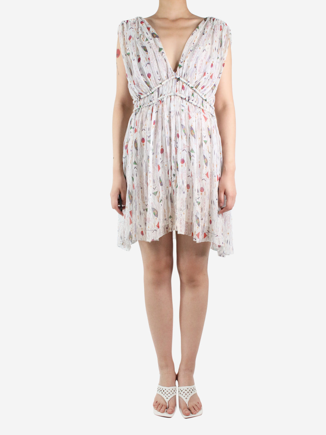 White printed mesh overlay sleeveless dress - size FR 38 Dresses Isabel Marant Etoile 