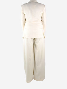 Racil Cream double-breasted wool striped blazer and trouser set - size UK 14