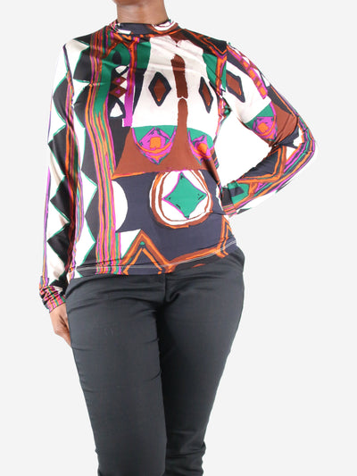 Multicolour printed turtle neck long-sleeve top - size L Tops Colville 