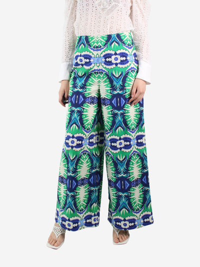 Blue printed wide-leg trousers - size IT 42 Trousers Le Sirenuse 