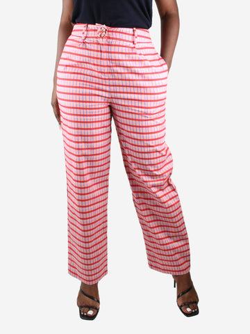 Pink check printed trousers - size L Trousers Celia B 