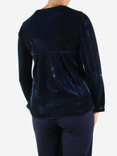 Load image into Gallery viewer, Blue metallic long-sleeved top - size M Tops Jil Sander 
