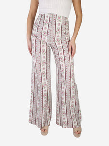 Anna Mason White printed floral trousers - size UK 8