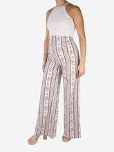 Load image into Gallery viewer, White printed floral trousers - size UK 8 Trousers Anna Mason 
