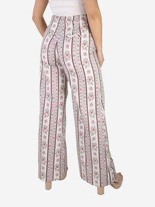 Anna Mason White printed floral trousers - size UK 8