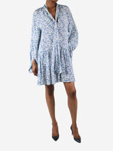 Load image into Gallery viewer, Blue floral long-sleeve tie-neck dress - size IT 38 Dresses Stella McCartney 
