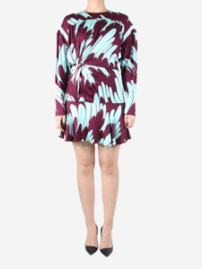 Stella McCartney Purple two-tone floral printed ruched dress - size UK 10