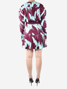 Stella McCartney Purple two-tone floral printed ruched dress - size UK 10