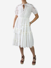 Load image into Gallery viewer, White pom-pom detail midi dress - size US 2 Dresses Sea New York 
