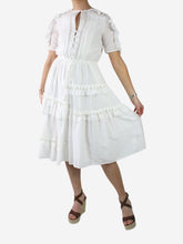 Load image into Gallery viewer, White pom-pom detail midi dress - size US 2 Dresses Sea New York 
