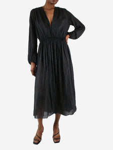 Forte Forte Black long-sleeved v-neckline sheer midi dress - size UK 6