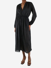 Load image into Gallery viewer, Black long-sleeved v-neckline sheer midi dress - size UK 6 Dresses Forte Forte 
