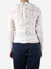 Load image into Gallery viewer, Cream sheer lace floral top - size UK 6 Tops Chloe 
