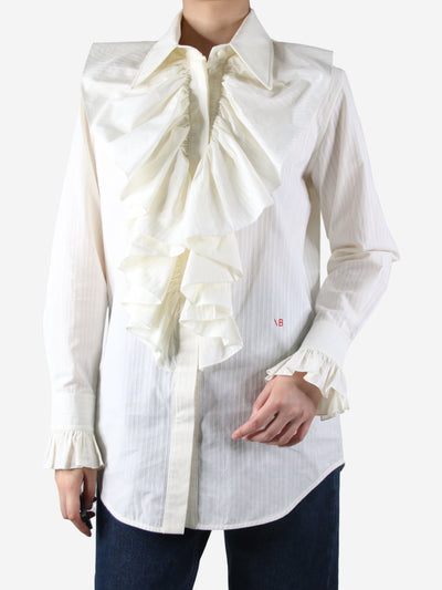 Cream ruffle detail shirt - size UK 8 Tops Victoria Beckham 