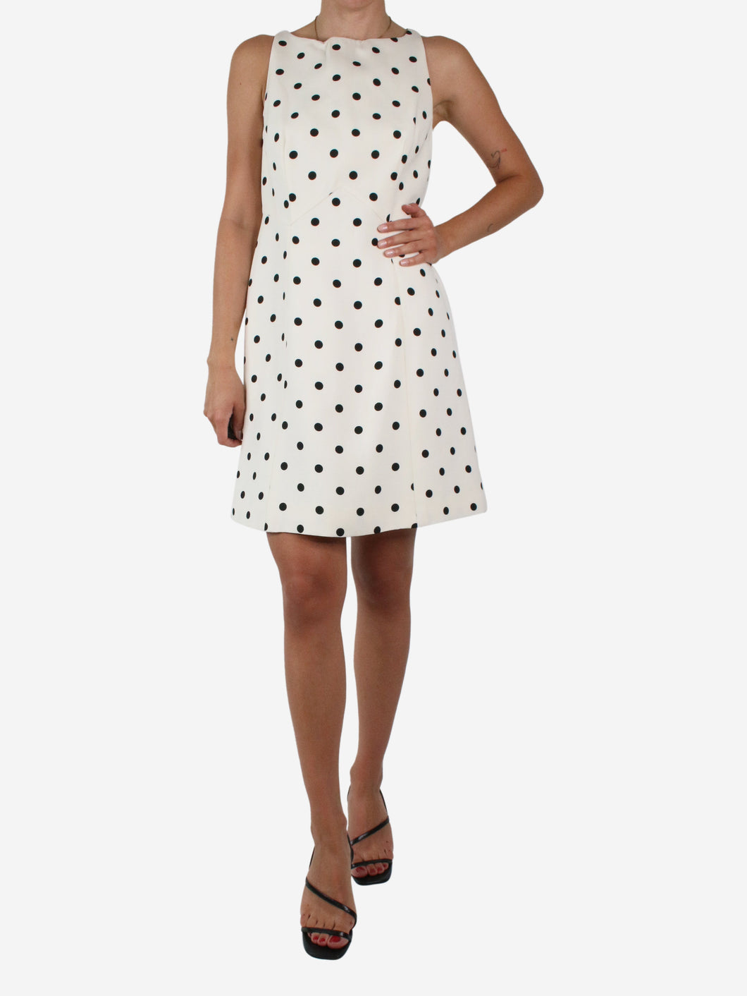 Cream sleeveless polka dot dress - size IT 44 Dresses Valentino 