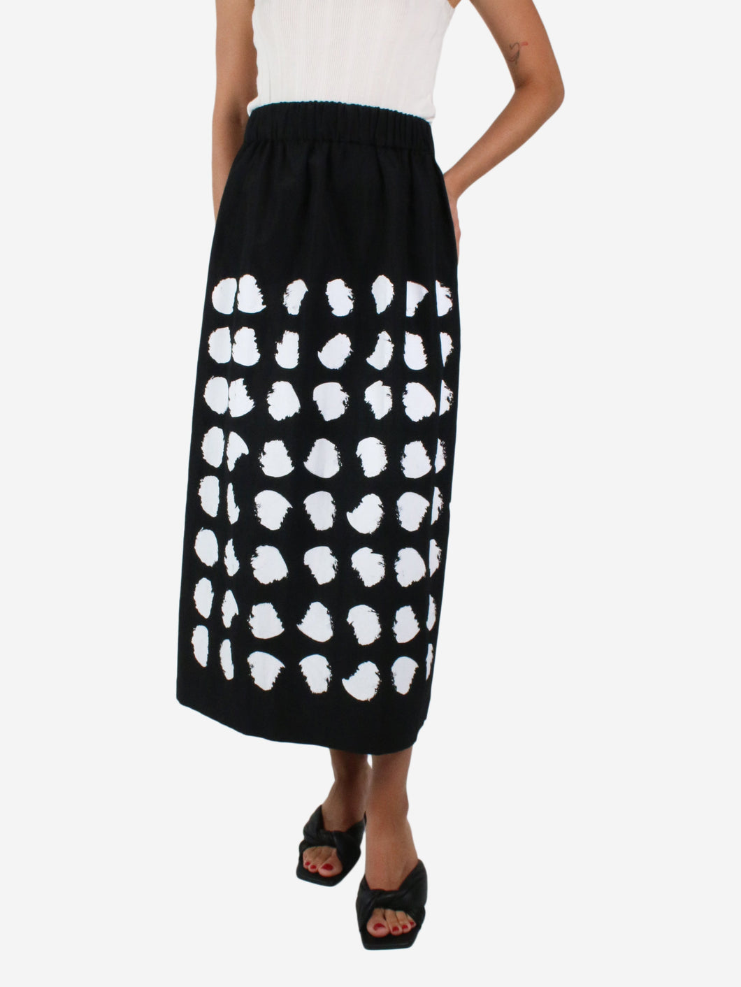 Black spotted midi skirt - size UK 12 Skirts As Works 
