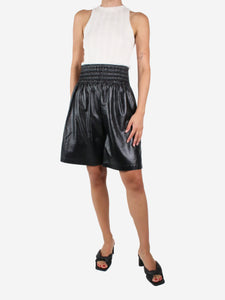 Bottega Veneta Black leather shorts - size UK 8