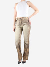 Load image into Gallery viewer, Brown patterned straight-leg trousers - size XS Trousers Roberto Cavalli 
