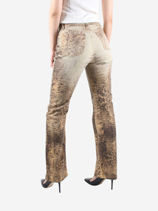 Roberto Cavalli Brown patterned straight-leg trousers - size XS