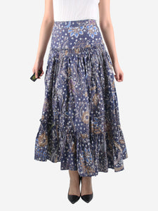 Cara Cara Blue floral print maxi skirt - size UK 8