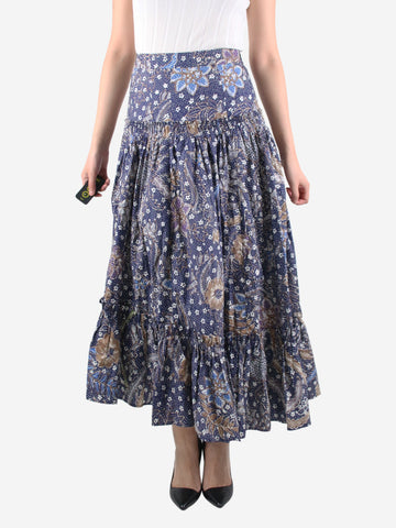 Blue floral print maxi skirt - size UK 8 Skirts Cara Cara 