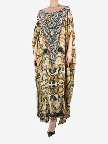 Brown jewel detail maxi kaftan dress - size UK 12 Dresses Camilla 