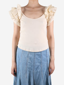 Ulla Johnson Cream ribbed scoop-neck top - size M