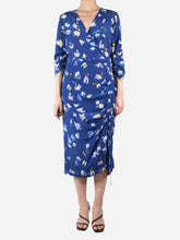 Load image into Gallery viewer, Blue printed v-neck dress - size UK 12 Dresses Altuzarra 
