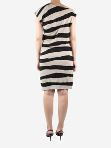 Balenciaga Neutral sleeveless striped dress - size UK 12