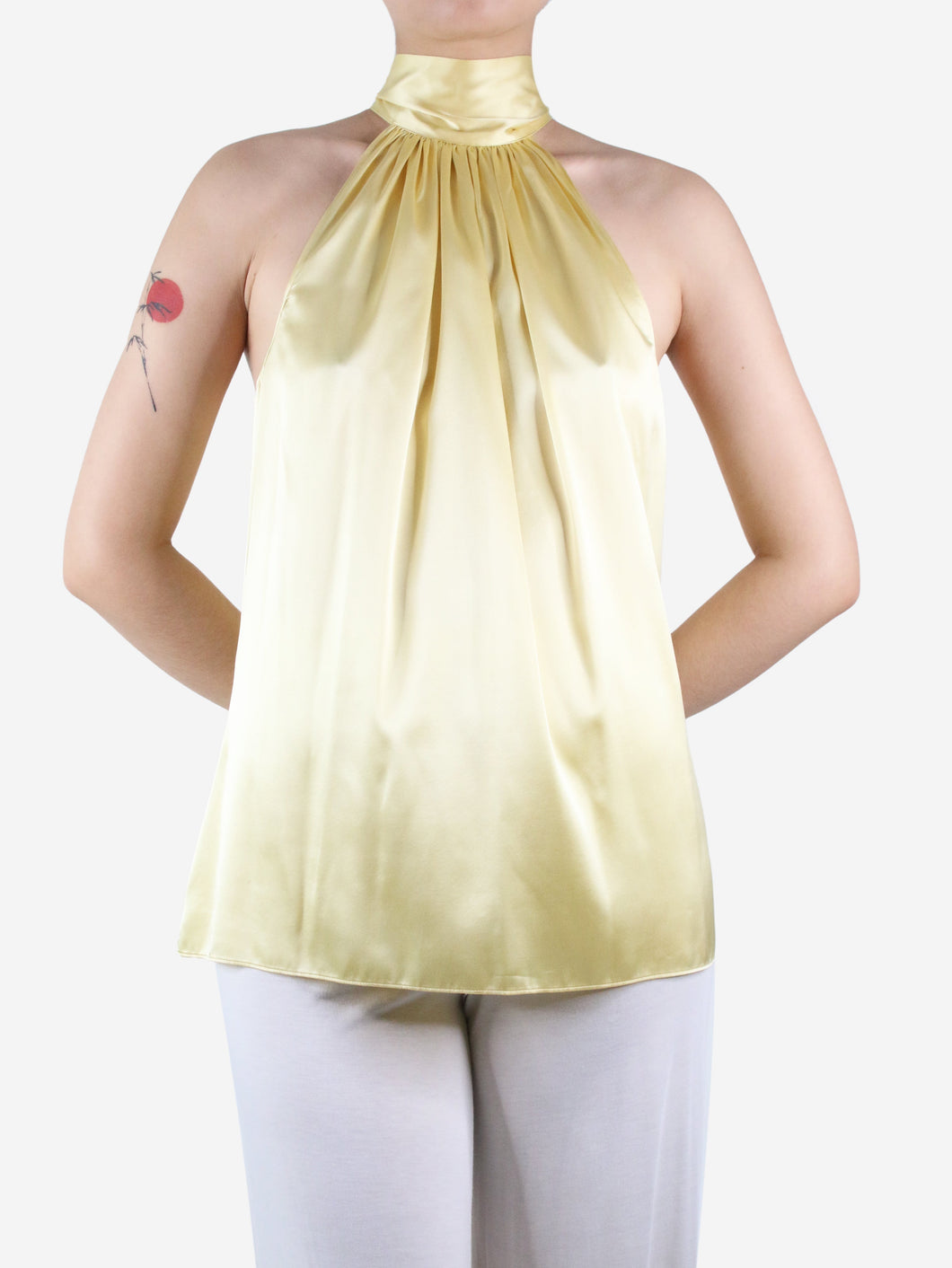 Yellow sleeveless neck-tie top - size L Tops Ramy Brook 
