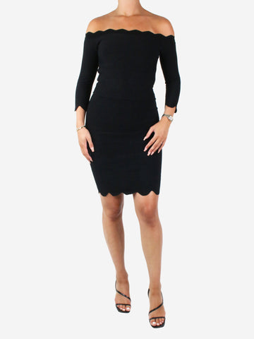 Black floral embroidery crop top and fitted skirt set - size S Sets Alexander McQueen 