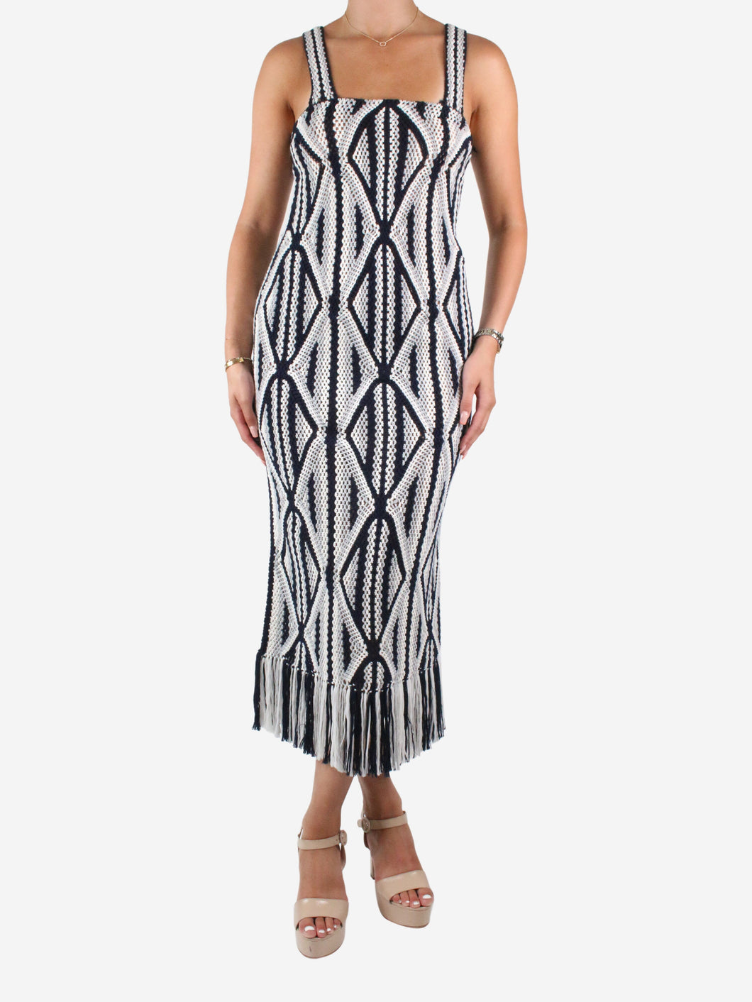 Blue fringed crocheted wool dress - size XS Dresses Gabriela Hearst 