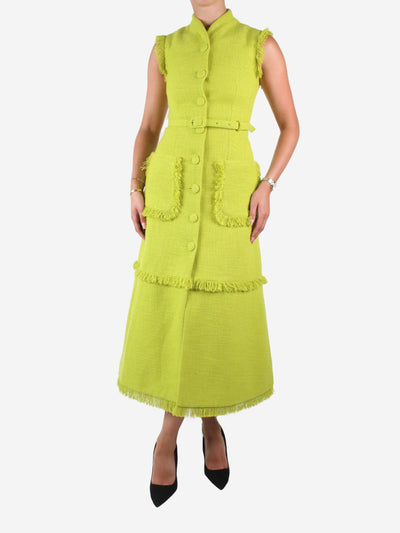 Green tulip belted dress - size UK 6 Dresses Huishan Zhang 