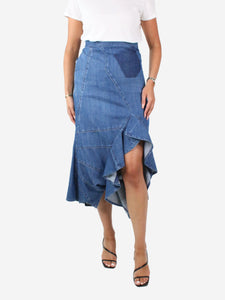 Loewe Blue asymmetric ruffle denim maxi skirt - size FR 36