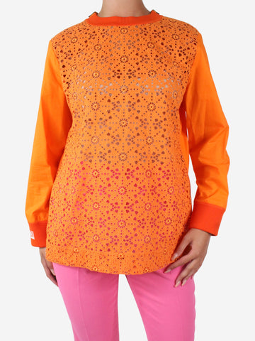 Orange floral embroidered blouse - size IT 44 Tops Fendi 