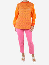 Load image into Gallery viewer, Orange floral embroidered blouse - size IT 44 Tops Fendi 
