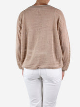 Load image into Gallery viewer, Neutral V-neckline linen jewel sweater - size M Knitwear Brunello Cucinelli 

