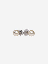 Load image into Gallery viewer, Silver rhinestone CC pearl drop earrings Jewellery Chanel 
