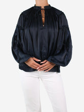 Load image into Gallery viewer, Blue neck-tie ruffle blouse - size US 6 Tops Ulla Johnson 
