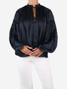 Ulla Johnson Blue neck-tie ruffle blouse - size US 6