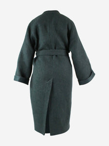 Rick Owens Grey belted wool long coat - size UK 10