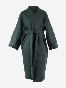 Rick Owens Grey belted wool long coat - size UK 10