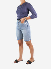 Load image into Gallery viewer, Blue raw hem denim shorts - size IT 40 Shorts Miu Miu 
