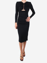 Load image into Gallery viewer, Black ruched midi dress - size UK 8 Dresses Roland Mouret 
