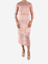 Load image into Gallery viewer, Pink organza midi dress with striped midi slip dress - size UK 10 Dresses Victoria Beckham 
