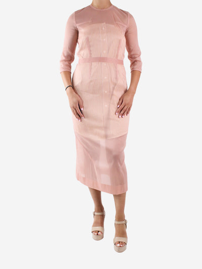 Pink organza midi dress with striped midi slip dress - size UK 10 Dresses Victoria Beckham 