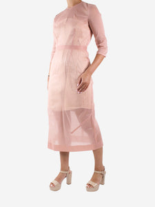 Victoria Beckham Pink organza midi dress with striped midi slip dress - size UK 10