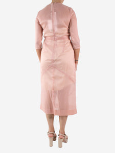 Victoria Beckham Pink organza midi dress with striped midi slip dress - size UK 10