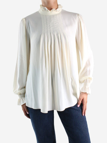 Cream ruffle neck blouse - size FR 34 Tops See By Chloe 