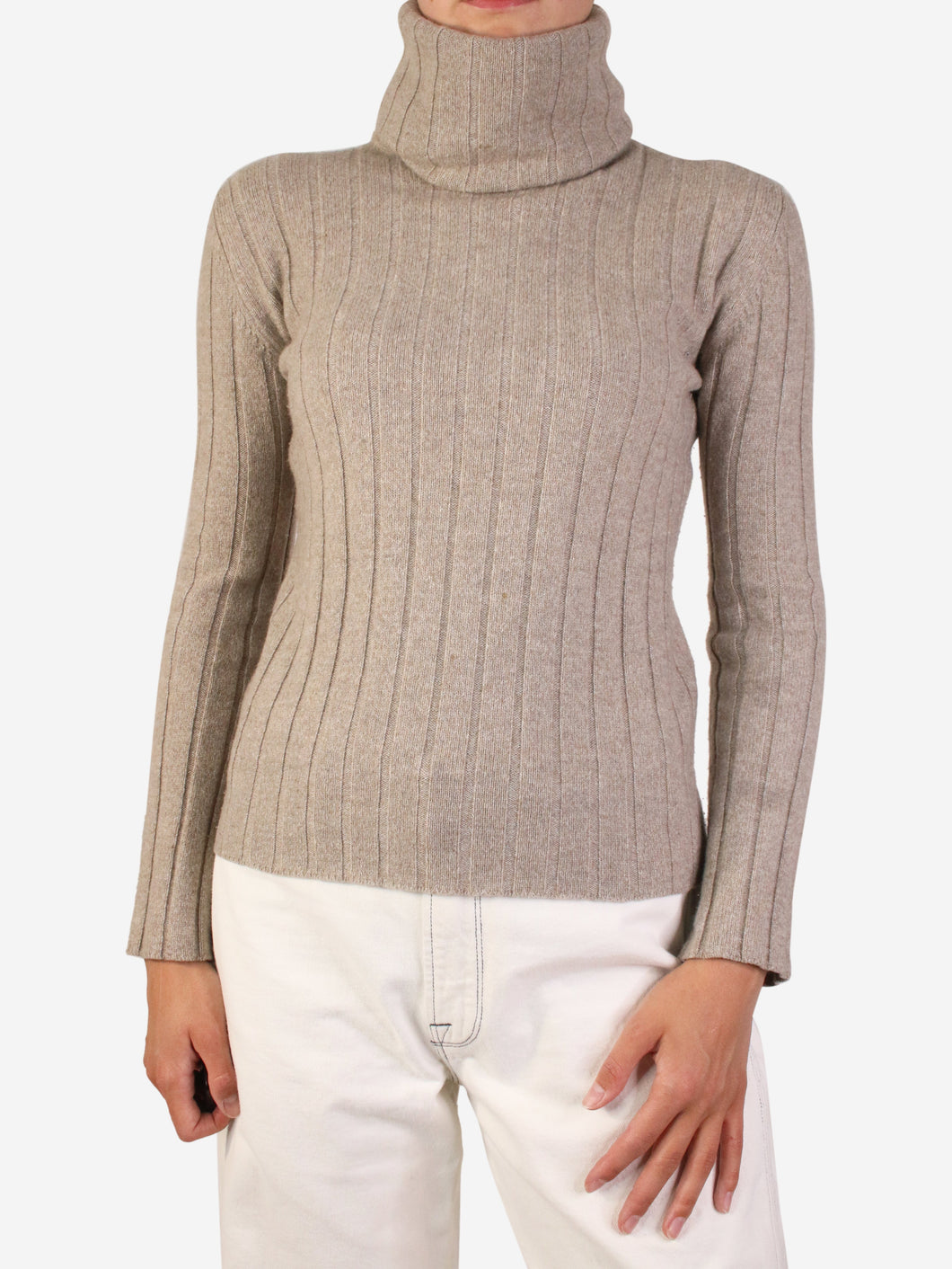 Beige cashmere high-neck jumper - size FR 38 Knitwear Chanel 